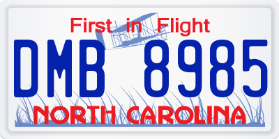 NC license plate DMB8985
