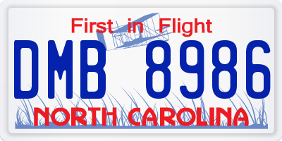 NC license plate DMB8986