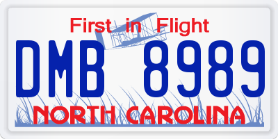 NC license plate DMB8989