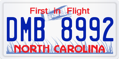 NC license plate DMB8992