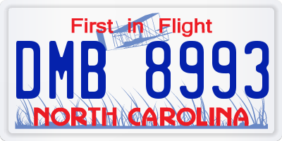 NC license plate DMB8993