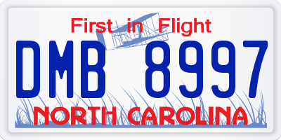 NC license plate DMB8997