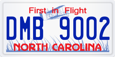 NC license plate DMB9002