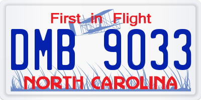 NC license plate DMB9033