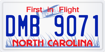 NC license plate DMB9071