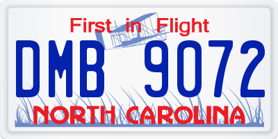 NC license plate DMB9072