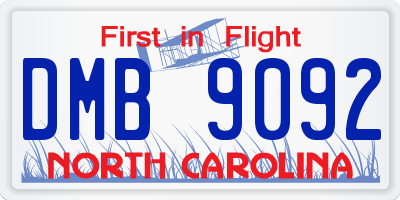 NC license plate DMB9092