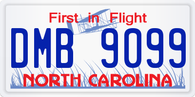 NC license plate DMB9099