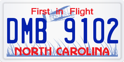 NC license plate DMB9102