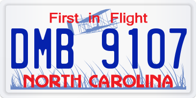 NC license plate DMB9107