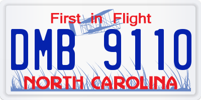 NC license plate DMB9110