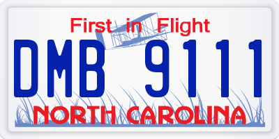 NC license plate DMB9111