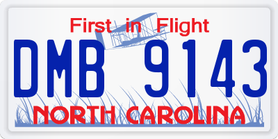NC license plate DMB9143