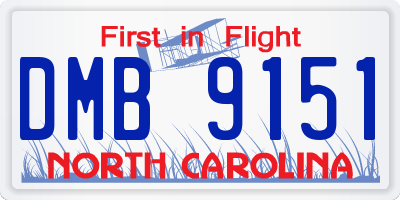 NC license plate DMB9151