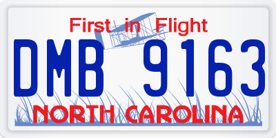 NC license plate DMB9163