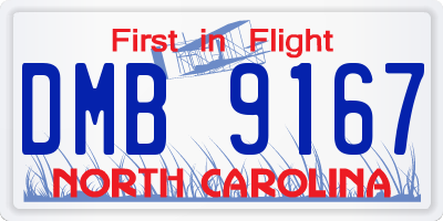 NC license plate DMB9167