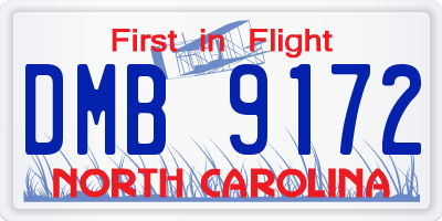 NC license plate DMB9172