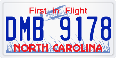 NC license plate DMB9178