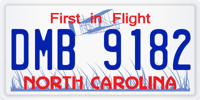 NC license plate DMB9182