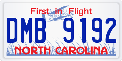 NC license plate DMB9192