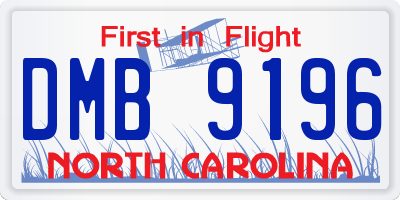 NC license plate DMB9196