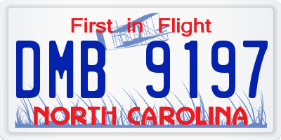 NC license plate DMB9197