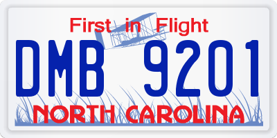 NC license plate DMB9201