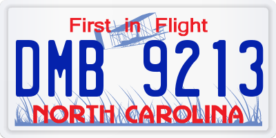 NC license plate DMB9213