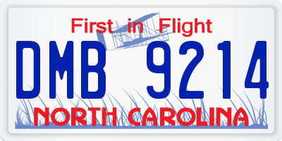 NC license plate DMB9214