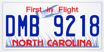 NC license plate DMB9218