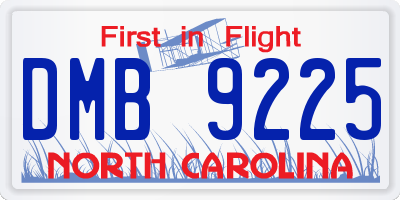NC license plate DMB9225