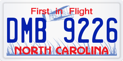 NC license plate DMB9226