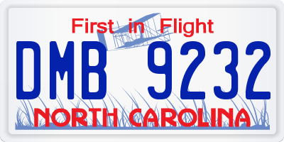 NC license plate DMB9232