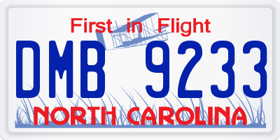 NC license plate DMB9233