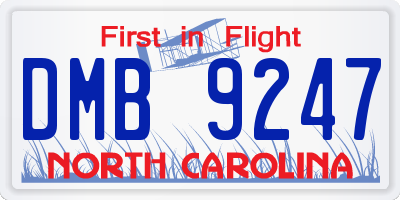 NC license plate DMB9247