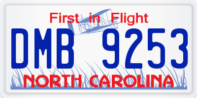 NC license plate DMB9253