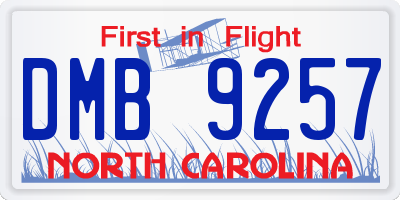 NC license plate DMB9257