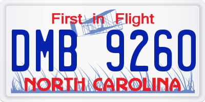 NC license plate DMB9260