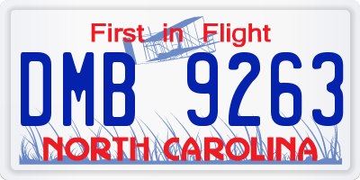 NC license plate DMB9263