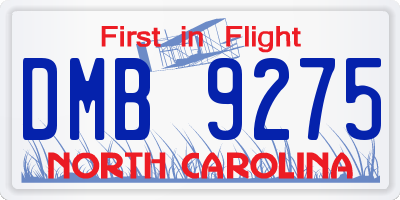 NC license plate DMB9275
