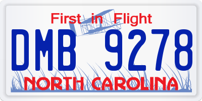 NC license plate DMB9278