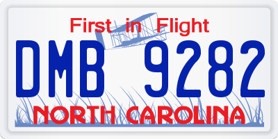 NC license plate DMB9282
