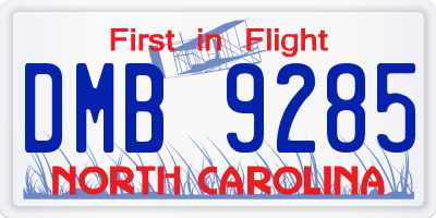 NC license plate DMB9285