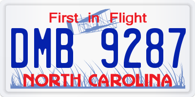 NC license plate DMB9287