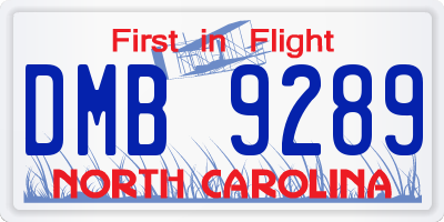 NC license plate DMB9289