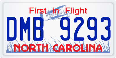 NC license plate DMB9293