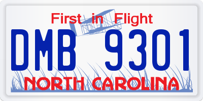 NC license plate DMB9301