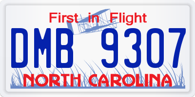 NC license plate DMB9307