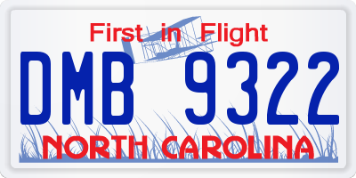 NC license plate DMB9322