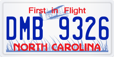 NC license plate DMB9326